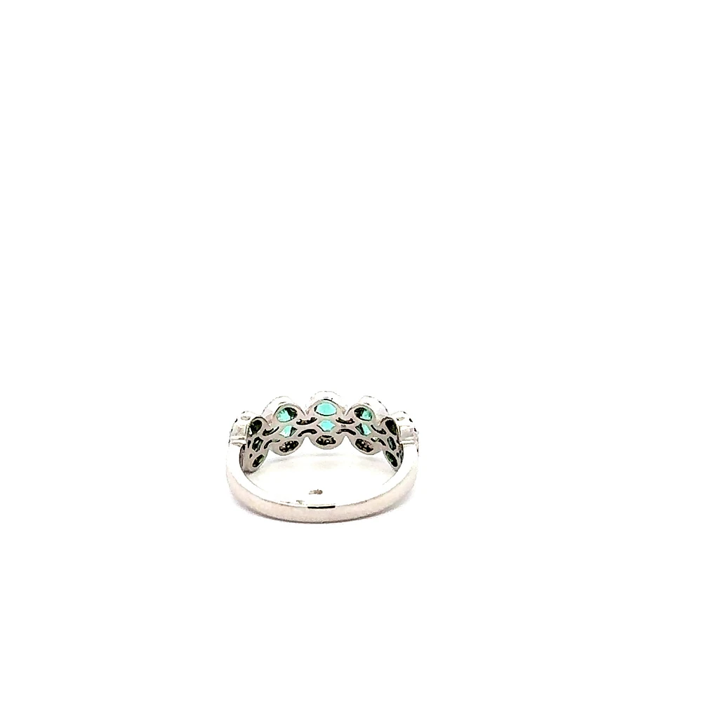 14K White Gold 1.03cttw Emerald and 0.23cttw Diamond Ring
