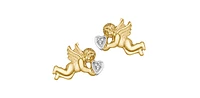 10K Yellow Gold 0.02cttw Diamond Cherub / Angel Stud Earrings