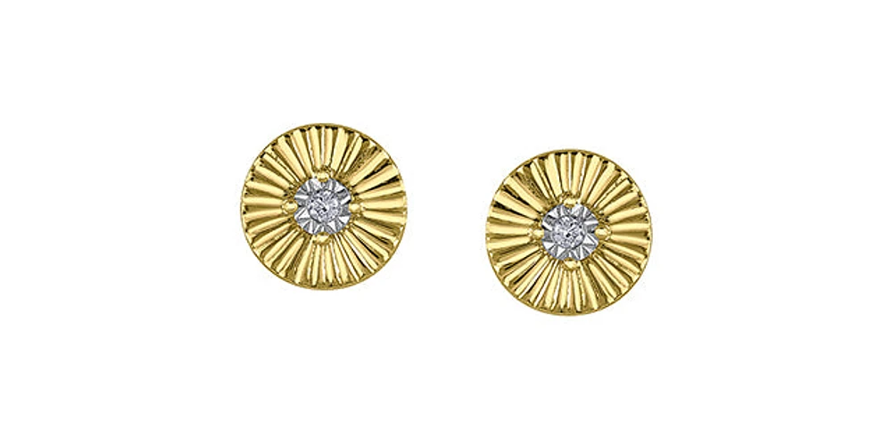 10K Yellow Gold cttw Diamond Stud Earrings