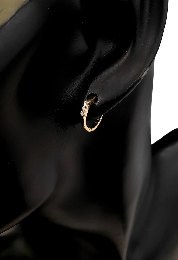 14K Yellow Gold 0.08 cttw Diamond Hoop Earrings