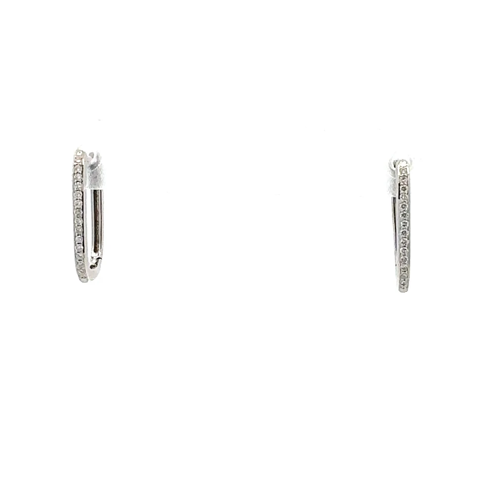 10K White Gold 0.09 cttw Diamond Square Hoop Earrings