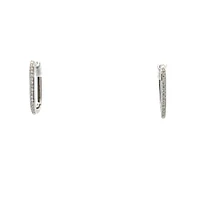10K White Gold 0.09 cttw Diamond Square Hoop Earrings