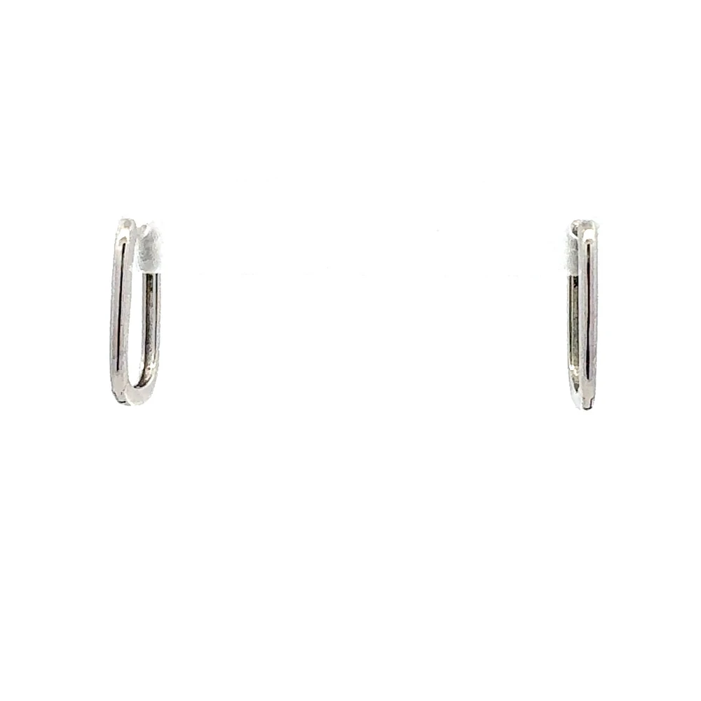10K White Gold 0.09 cttw Diamond Square Hoop Earrings