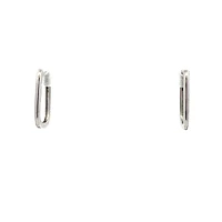 10K White Gold 0.09 cttw Diamond Square Hoop Earrings