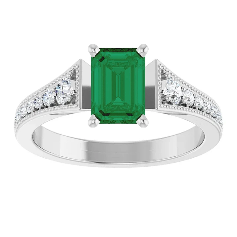 14K Semi Custom Emerald Engagement Ring - Gold / 1.00 ct A