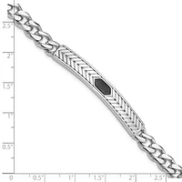 925 Sterling Silver Rhodium Plated Black Enamel Polished Finish Bracelet - 8 inches