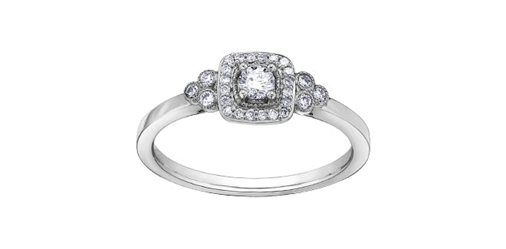 10K White Gold 0.23cttw Canadian Diamond Engagement Ring, 6.5 - / 14K