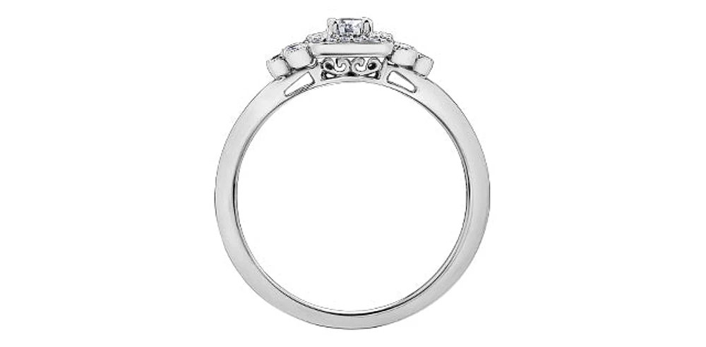 10K White Gold 0.23cttw Canadian Diamond Engagement Ring, 6.5 - / 14K