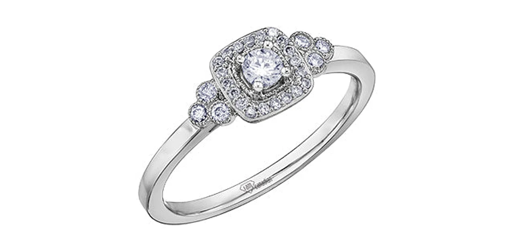 10K White Gold 0.23cttw Canadian Diamond Engagement Ring, 6.5 - / 14K