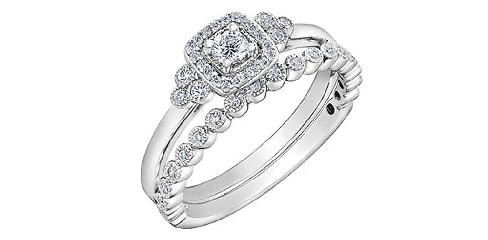 10K White Gold 0.23cttw Canadian Diamond Engagement Ring, 6.5 - / 14K