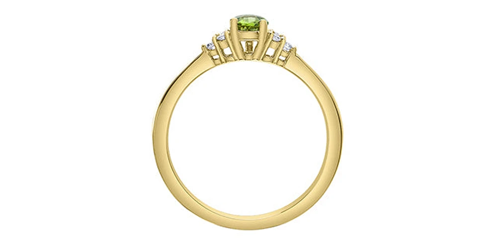 10K Gold Peridot and Diamond Ring