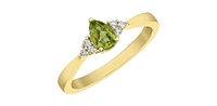 10K Gold Peridot and Diamond Ring