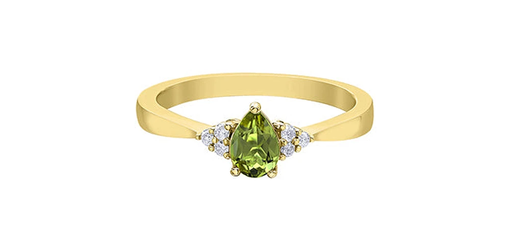 10K Gold Peridot and Diamond Ring