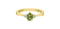 10K Gold Peridot and Diamond Ring