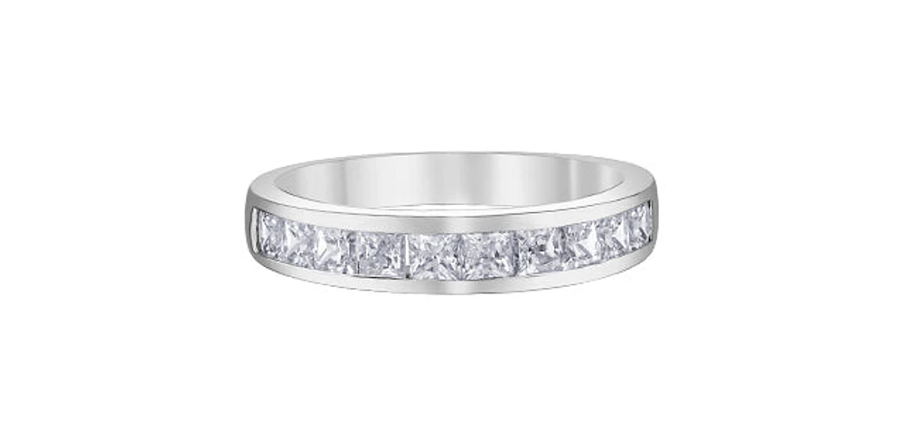 14K White Gold 1.00cttw Princess Cut Diamond Channel Anniversary Band, 6.5 - /