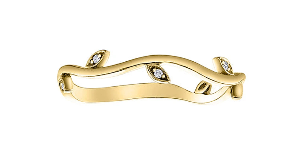 10K Yellow Gold 0.02cttw Diamond Vine Band