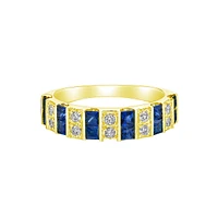 14K Yellow Gold Sapphire ring with diamonds