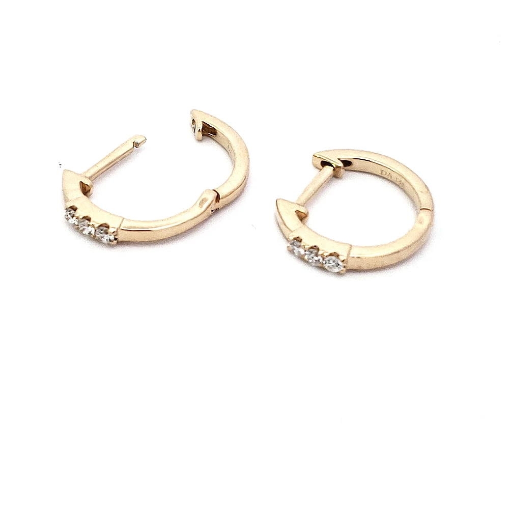 14K Yellow Gold 0.08 cttw Diamond Hoop Earrings