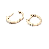 14K Yellow Gold 0.08 cttw Diamond Hoop Earrings