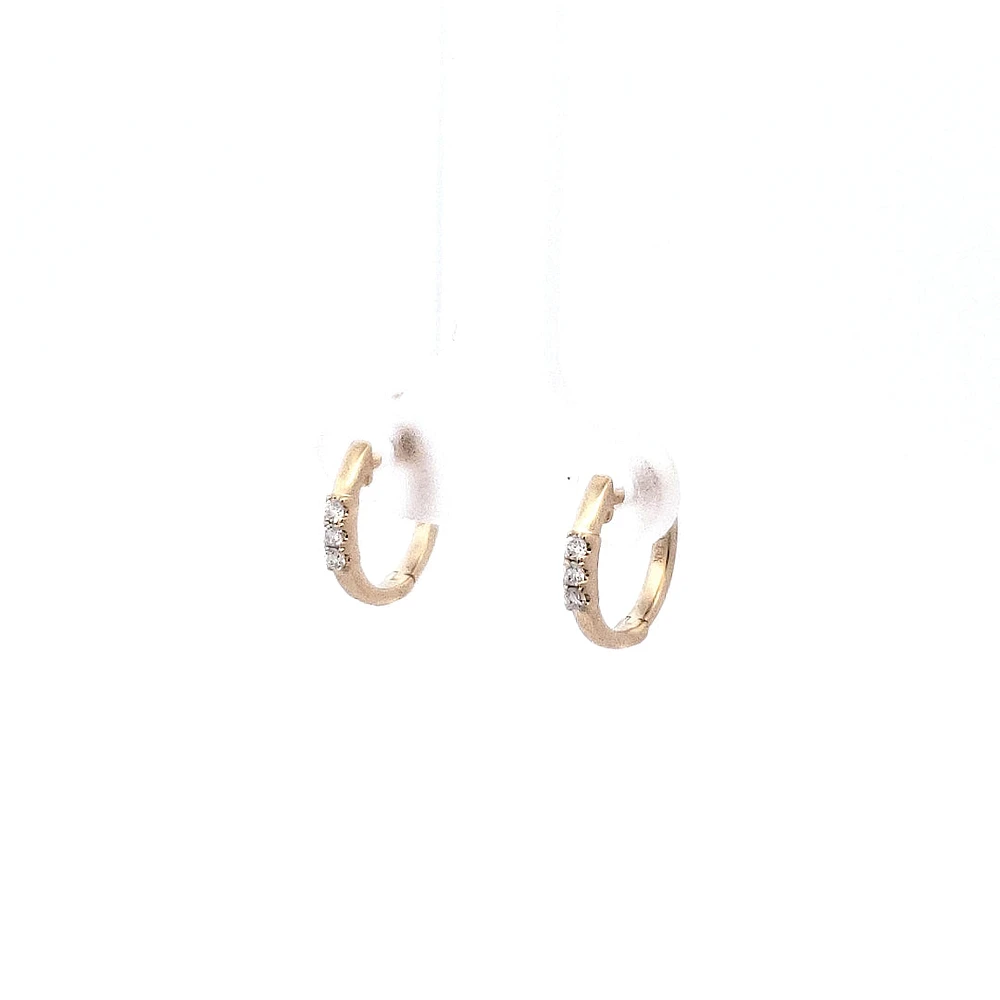 14K Yellow Gold 0.08 cttw Diamond Hoop Earrings