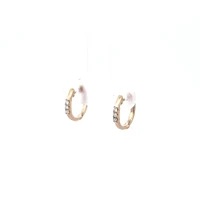 14K Yellow Gold 0.08 cttw Diamond Hoop Earrings