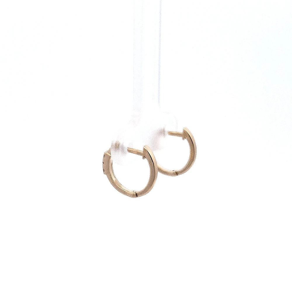 14K Yellow Gold 0.08 cttw Diamond Hoop Earrings