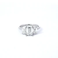 14K White gold 2.54Cttw Lab Grown Emerald Cut Diamond Engagement / Anniversary Ring With Hidden Halo - 7