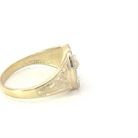 10K Yellow Gold 0.10cttw Diamond Horseshoe Gents Ring, 10 - 5 /