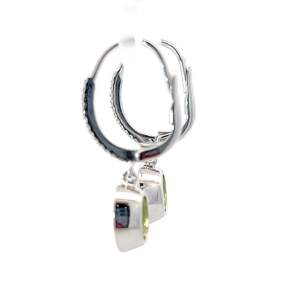 14K White Gold Peridot and Diamond Earrings