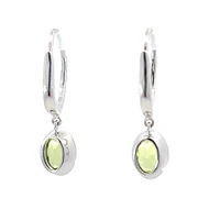 14K White Gold Peridot and Diamond Earrings