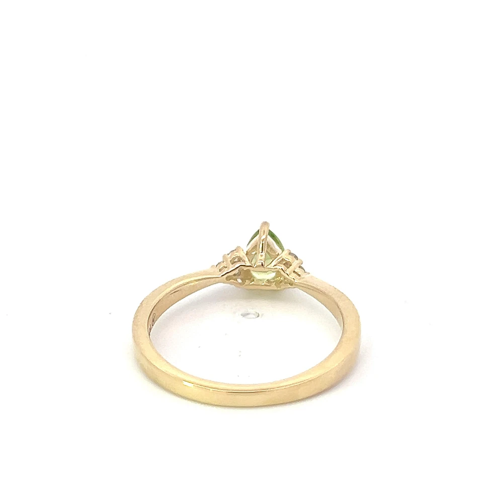 10K Gold Peridot and Diamond Ring
