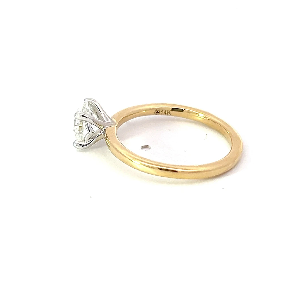 14K Yellow Gold 1.01cttw Round Brilliant Cut Canadian Diamond Engagement Ring - / White