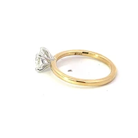 14K Yellow Gold 1.01cttw Round Brilliant Cut Canadian Diamond Engagement Ring - / White