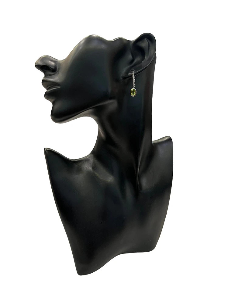 14K White Gold Peridot and Diamond Earrings