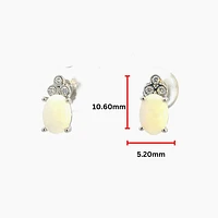 10K White Gold Opal and Diamond Earrings