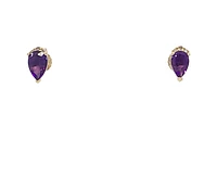10K Yellow Gold Amethyst and Diamond Earrings