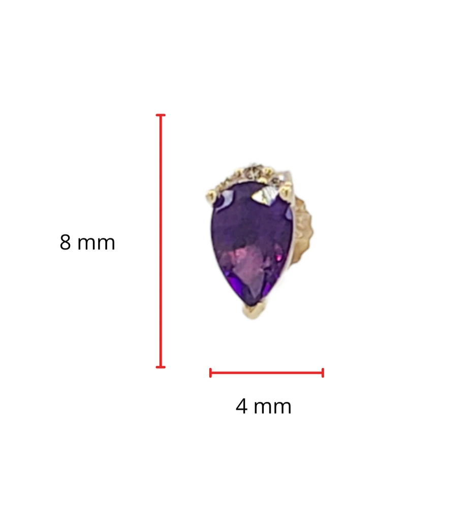 10K Yellow Gold Amethyst and Diamond Earrings