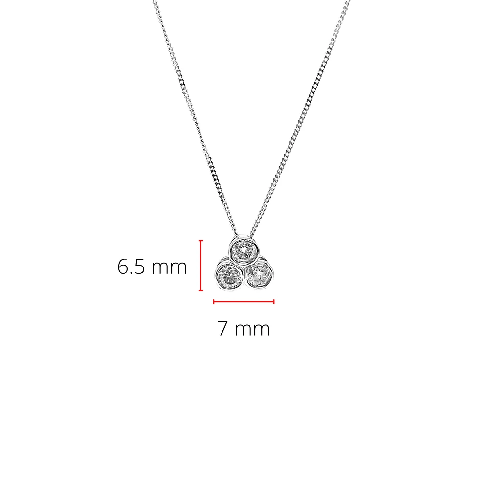 10K White Gold 0.25cttw Trinity Diamond Pendant, 18"