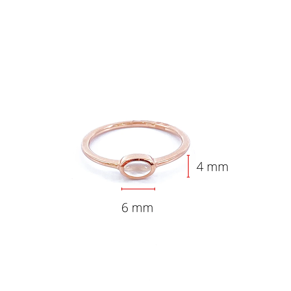 10K Rose Gold 0.25cttw Genuine Moonstone Ring, size 6.5