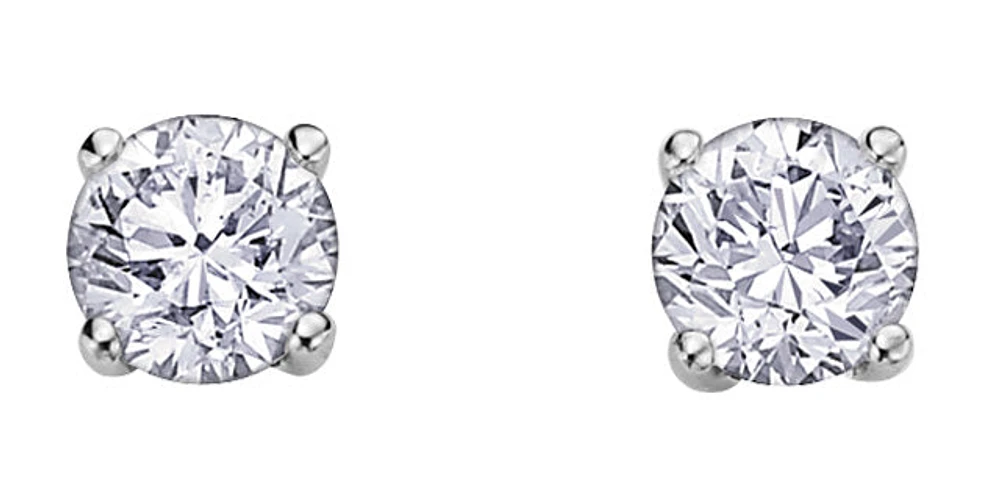 14K White Gold 0.25cttw Canadian Diamond Earrings