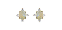 10K Yellow Gold Opal and Diamond Earrings