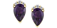 10K Yellow Gold Amethyst and Diamond Earrings