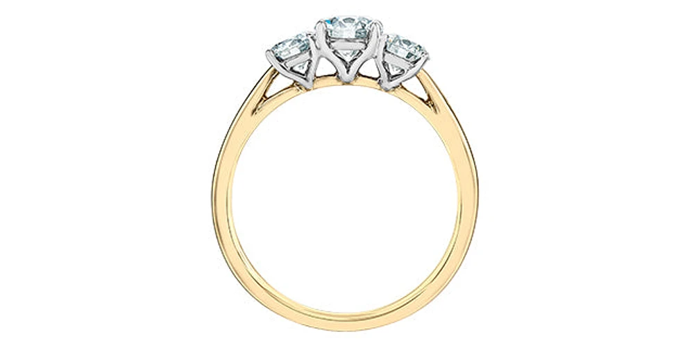 14K Gold 1.00cttw Lab Grown Diamond 3 Stone Engagement Ring - /