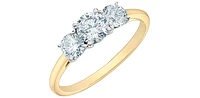 14K Gold 1.00cttw Lab Grown Diamond 3 Stone Engagement Ring - /