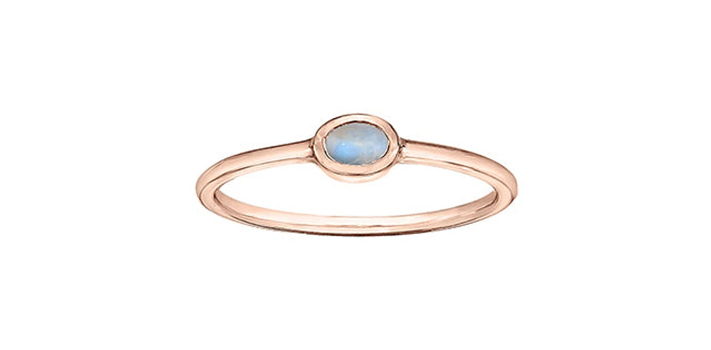 10K Rose Gold 0.25cttw Genuine Moonstone Ring, size 6.5