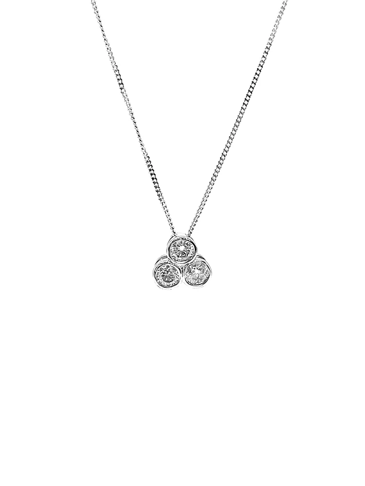 10K White Gold 0.25cttw Trinity Diamond Pendant, 18"