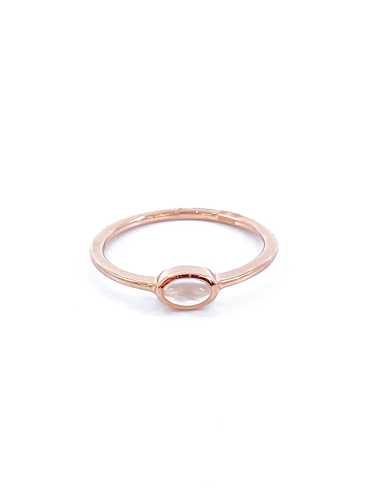 10K Rose Gold 0.25cttw Genuine Moonstone Ring, size 6.5