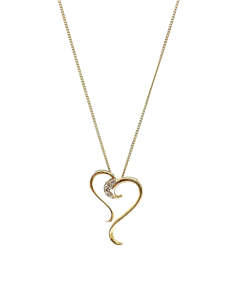 10K Gold 0.015cttw Diamond Heart Pendant