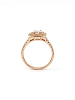 14K Rose Gold 0.75cttw Oval Cut Genuine Morganite & 0.45cttw Diamond Double Halo Ring, size 6.5