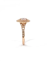14K Rose Gold 0.75cttw Oval Cut Genuine Morganite & 0.45cttw Diamond Double Halo Ring, size 6.5
